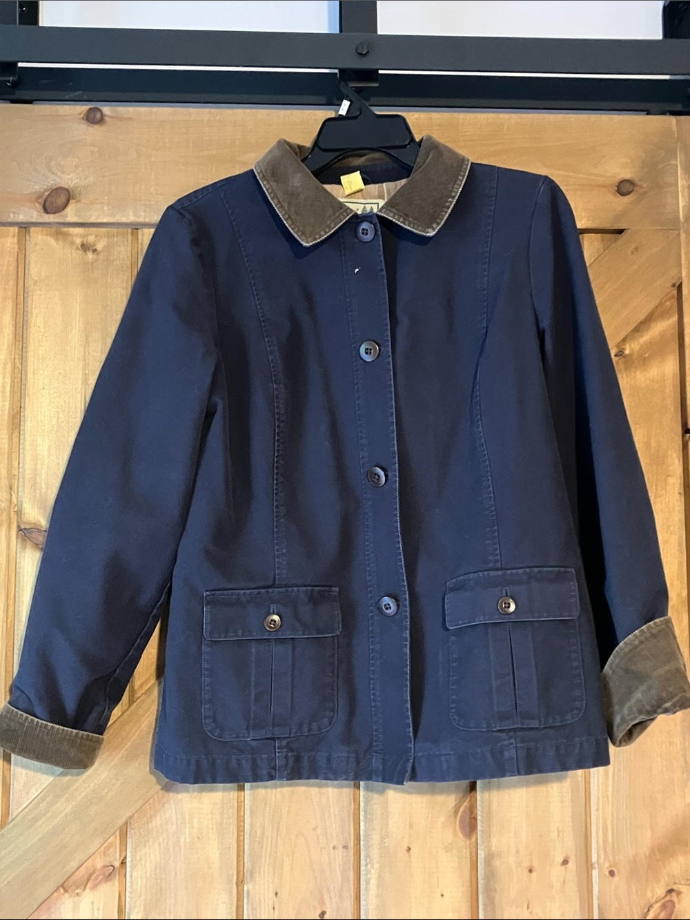 LL Bean navy fleece chore barn jacket